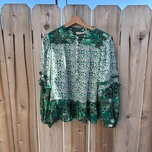 Spell and the Gypsy Ivy Green Winona Blouse Size S